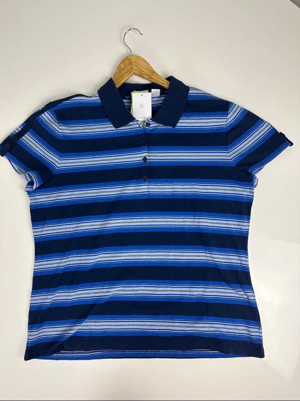 Liz Golf NWT Striped Polo Top in Blue Shades - Size XL